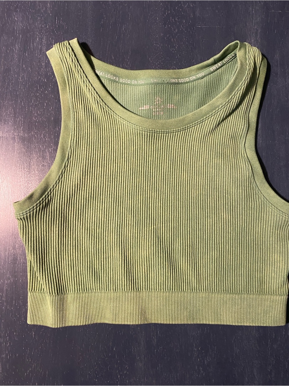 Aerie Ribbed Crop Workout Tank Top - Green